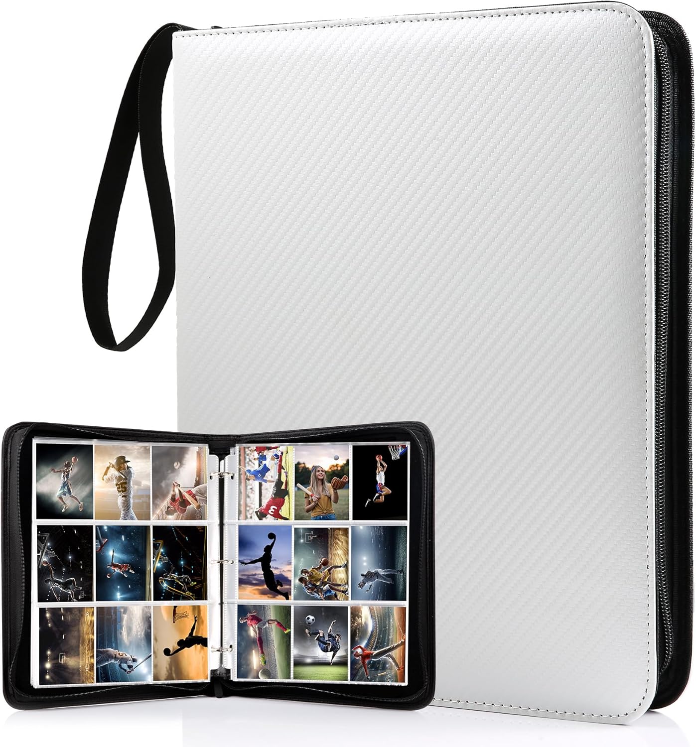 Trading Card Binder - مجلد بطاقات تداول بثلاث حلقات، يحتوي